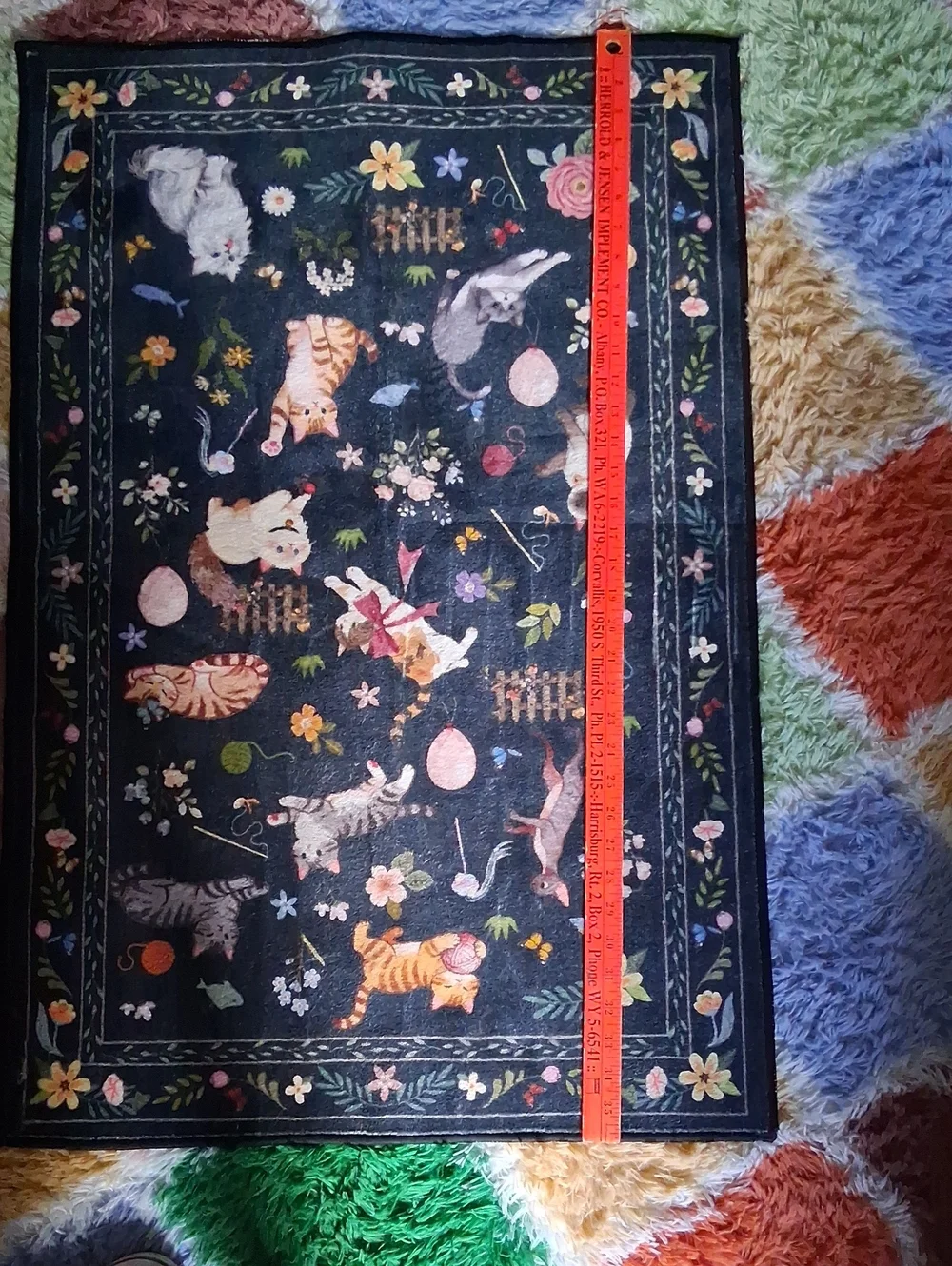 Decorative Black Cat-Print Area Rug, 2' x 3'